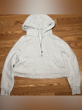 lululemon athletica Light Gray Cropped Half-Zip Hoodie Scuba Medium Large